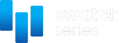 Swatchseries logo featuring blue vertical bars and bold black-and-white Swatchseries lettering